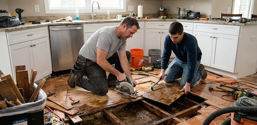 Kitchen Floor Water Damage Repair in San Bernardino